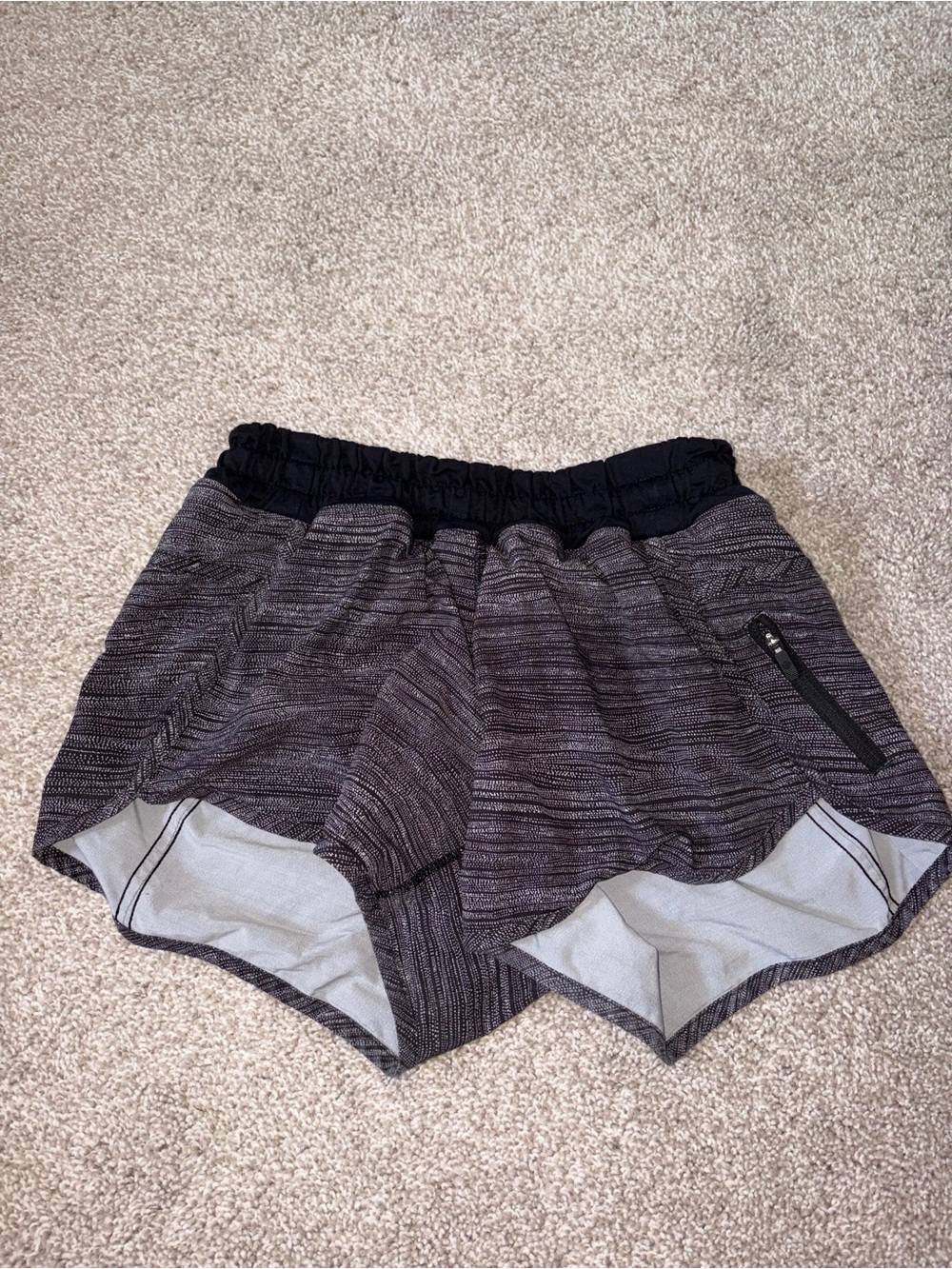 Lululemon Black Heather Striped Athletic Shorts